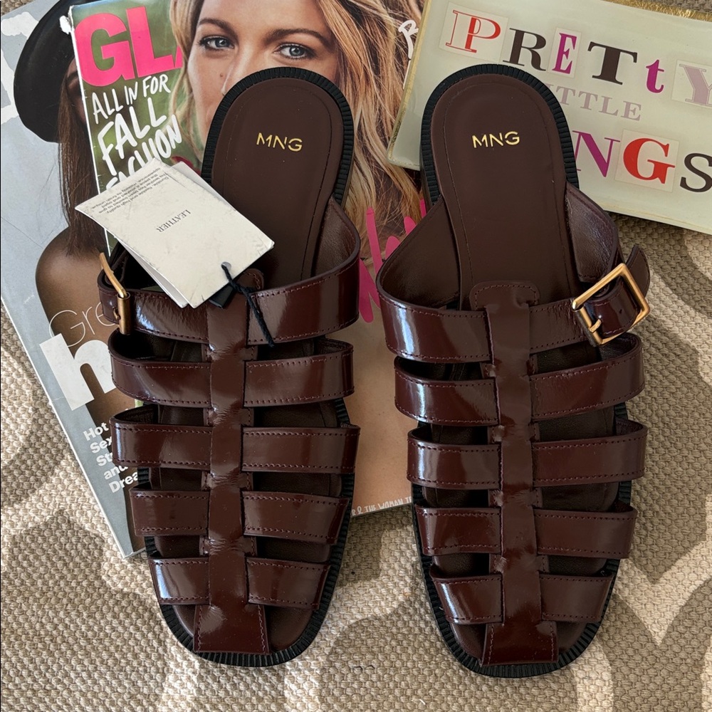 Mango MNG Fisherman brown leather sandal; size EUR 38; US 7.5; NWT - Picture 3 of 9